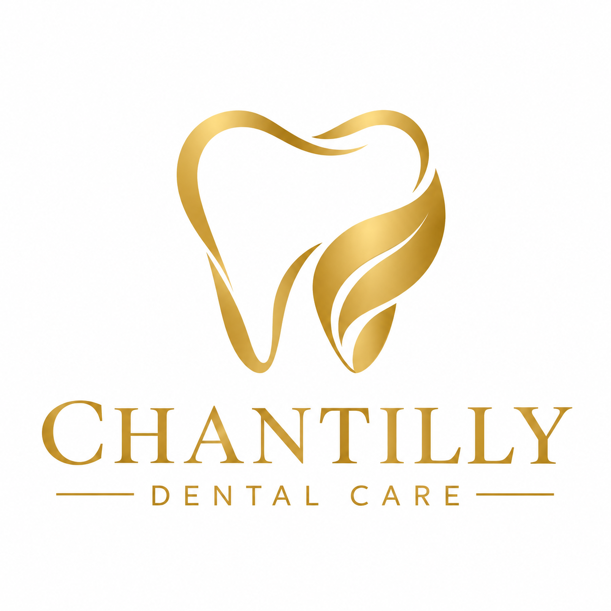 Chantilly Dental Care — gold tooth and leaf logo